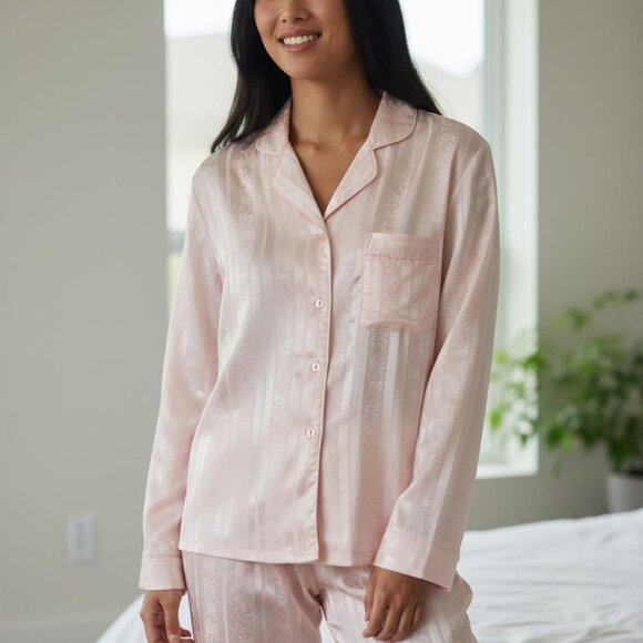 NWOT Lai Design Womens Pink Pajamas Set Size Large Cotton Blend - Picture 2 of 9